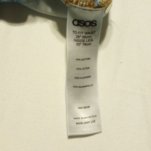 ASOS Distressed Cotton Blue Jeans Waist 26 - Picture 7 of 7